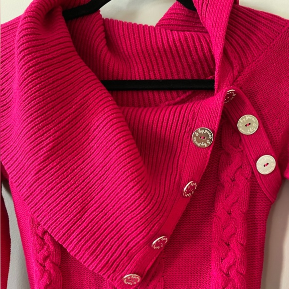 Size Small G by GUESS Pink asymmetrical cowl neck sweater - Picture 2 of 6